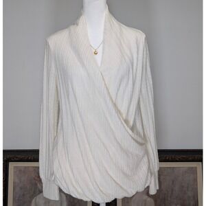 Maeve by Anthropologie NWT Cream Ivory Sweater‎ Draped Faux Wrap Front XS